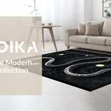 Ultra Soft Area Rug, Non Slip, Stain Resistant, Washable Area Rugs for Living Room, Bedroom, Stylish Monochrome Animal Print(Black)