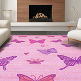 Ultra Soft Area Rug, Non Slip, Stain Resistant, Washable Area Rugs for Living Room, Bedroom, Enchanting Lighthearted Fluttering Shapes(Pink)