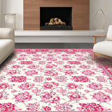 Ultra Soft Area Rug, Non Slip, Stain Resistant, Washable Area Rugs for Living Room, Bedroom, Contemporary Cheerful Blossom Palette(Red)