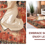 Ultra Soft Area Rug, Non Slip, Stain Resistant, Washable Area Rugs for Living Room, Bedroom, Striking Colorful Tribal Elements(Red)