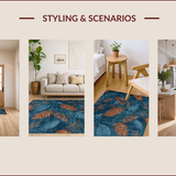 Ultra Soft Area Rug, Non Slip, Stain Resistant, Washable Area Rugs for Living Room, Bedroom, Vintage Coastal Tiled Aesthetic(Blue)