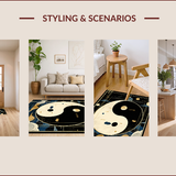 Ultra Soft Area Rug, Non Slip, Stain Resistant, Washable Area Rugs for Living Room, Bedroom, Tranquil Circular Harmony Design(Gold)