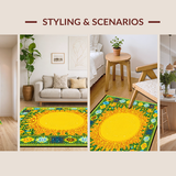 Ultra Soft Area Rug, Non Slip, Stain Resistant, Washable Area Rugs for Living Room, Bedroom, Sunny Colorful Kaleidoscopic Design(Yellow)