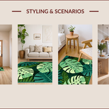 Ultra Soft Area Rug, Non Slip, Stain Resistant, Washable Area Rugs for Living Room, Bedroom, Monstera Plant Bathroom Rug Washable and Cute(Green)