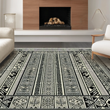 Ultra Soft Area Rug, Non Slip, Stain Resistant, Washable Area Rugs for Living Room, Bedroom, Rustic Natural Tiled Aesthetic(Black)