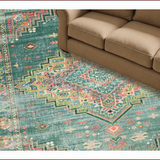 Ultra Soft Area Rug, Non Slip, Stain Resistant, Washable Area Rugs for Living Room, Bedroom, Vintage Distressed Earthy Hues(Blue)