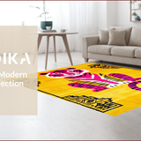 Ultra Soft Area Rug, Non Slip, Stain Resistant, Washable Area Rugs for Living Room, Bedroom, Chic Abstract Animal Motif(Yellow)