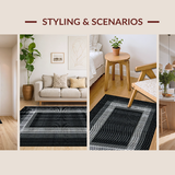 Ultra Soft Area Rug, Non Slip, Stain Resistant, Washable Area Rugs for Living Room, Bedroom, Rustic Warmth with Shag Elements(Black)