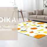 Ultra Soft Area Rug, Non Slip, Stain Resistant, Washable Area Rugs for Living Room, Bedroom, Stylish Modern Playful Aesthetic(Orange)