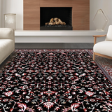 Ultra Soft Area Rug, Non Slip, Stain Resistant, Washable Area Rugs for Living Room, Bedroom, Classical Floral Medley in Dark Tones(Black)
