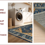Ultra Soft Area Rug, Non Slip, Stain Resistant, Washable Area Rugs for Living Room, Bedroom, Elegant Earthy Distressed Aesthetic(Blue)