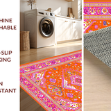 Ultra Soft Area Rug, Non Slip, Stain Resistant, Washable Area Rugs for Living Room, Bedroom, Lively Tiled Artful Expression(Orange)