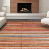 Ultra Soft Area Rug, Non Slip, Stain Resistant, Washable Area Rugs for Living Room, Bedroom, Chic Cozy Striped Canvas(Orange)
