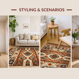 Ultra Soft Area Rug, Non Slip, Stain Resistant, Washable Area Rugs for Living Room, Bedroom, Stylish Cozy Southwestern Vibe(Orange)
