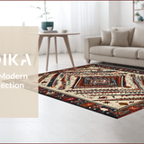 Ultra Soft Area Rug, Non Slip, Stain Resistant, Washable Area Rugs for Living Room, Bedroom, Rustic Tribal Patterned Aesthetic(Beige)
