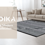 Ultra Soft Area Rug, Non Slip, Stain Resistant, Washable Area Rugs for Living Room, Bedroom, Eclectic Striped Black White Contrast(Gray)