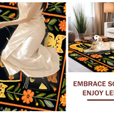 Ultra Soft Area Rug, Non Slip, Stain Resistant, Washable Area Rugs for Living Room, Bedroom, Whimsical Summer Flower Pattern(Black)