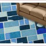 Ultra Soft Area Rug, Non Slip, Stain Resistant, Washable Area Rugs for Living Room, Bedroom, Earth Moon Circle Rug for Entryway Hardwood Floors(Blue)