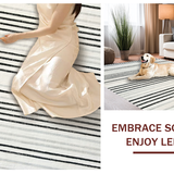 Ultra Soft Area Rug, Non Slip, Stain Resistant, Washable Area Rugs for Living Room, Bedroom, Contemporary Linear Design Area Rug(Black)
