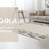Ultra Soft Area Rug, Non Slip, Stain Resistant, Washable Area Rugs for Living Room, Bedroom, Rustic Off-White Curved Design(Beige)