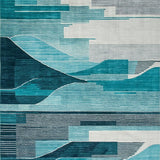 Ultra Soft Area Rug, Non Slip, Stain Resistant, Washable Area Rugs for Living Room, Bedroom, Elegant Abstract Teal Grey Composition(Blue)