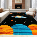 Ultra Soft Area Rug, Non Slip, Stain Resistant, Washable Area Rugs for Living Room, Bedroom, Celestial Multicolor Planetary Display(Black)