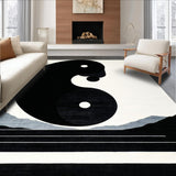 Ultra Soft Area Rug, Non Slip, Stain Resistant, Washable Area Rugs for Living Room, Bedroom, Contemporary Yin Yang Motif Accent(Black)