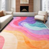 Ultra Soft Area Rug, Non Slip, Stain Resistant, Washable Area Rugs for Living Room, Bedroom, Charming Pastel Tie Dye Aesthetic(Pink)