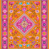 Ultra Soft Area Rug, Non Slip, Stain Resistant, Washable Area Rugs for Living Room, Bedroom, Elegant Tribal Motif in Fuchsia(Orange)