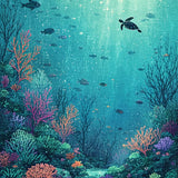 Ultra Soft Area Rug, Non Slip, Stain Resistant, Washable Area Rugs for Living Room, Bedroom, Aquatic Wonderland Rug With Coral Garden Turtle Sanctuary Pattern(Blue)
