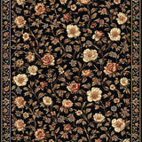 Ultra Soft Area Rug, Non Slip, Stain Resistant, Washable Area Rugs for Living Room, Bedroom, Luxurious Abstract Floral Fusion(Black)