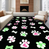 Ultra Soft Area Rug, Non Slip, Stain Resistant, Washable Area Rugs for Living Room, Bedroom, Dynamic Black and Pink Pet Art(Green)
