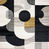 Stylish Area with Abstract Geometric Designs in Black and Beige(Black)