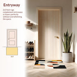 Modern Abstract Geometric Circles Warm Colors Area Beige Black(Gray)