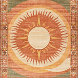 Ultra Soft Area Rug, Non Slip, Stain Resistant, Washable Area Rugs for Living Room, Bedroom, Abstract Sun and Moon Motif(Orange)