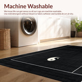 Ultra Soft Area Rug, Non Slip, Stain Resistant, Washable Area Rugs for Living Room, Bedroom, Elegant Monochrome Yin Yang Aesthetic(Black)