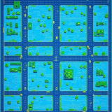 Lively Townscape Imaginative Surface(Blue)