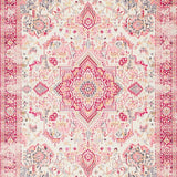 Ultra Soft Area Rug, Non Slip, Stain Resistant, Washable Area Rugs for Living Room, Bedroom, Stylish Boho Tiled Blossom Design(Ivory)