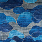 Ultra Soft Area Rug, Non Slip, Stain Resistant, Washable Area Rugs for Living Room, Bedroom, Elegant Blue Toned Transitional Design(Blue)