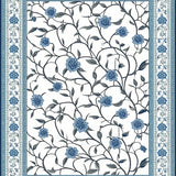Ultra Soft Area Rug, Non Slip, Stain Resistant, Washable Area Rugs for Living Room, Bedroom, Sophisticated Blue Gray Tiled Pattern(White)
