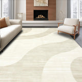 Ultra Soft Area Rug, Non Slip, Stain Resistant, Washable Area Rugs for Living Room, Bedroom, Serene Circular Plush Harmony(Beige)