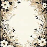 Stylish Area Monochrome Beige & Black Floral Burst(Beige)
