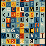 Ultra Soft Area Rug, Non Slip, Stain Resistant, Washable Area Rugs for Living Room, Bedroom, Chic Playful Alphabetic Motif(Orange)