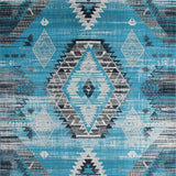 Ultra Soft Area Rug, Non Slip, Stain Resistant, Washable Area Rugs for Living Room, Bedroom, Elegant Distressed Floral Motif(Blue)
