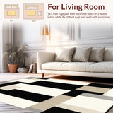 Minimalist Chic Design Large Floor Mat in Black Beige Tones(Beige)