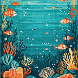 Ultra Soft Area Rug, Non Slip, Stain Resistant, Washable Area Rugs for Living Room, Bedroom, Colorful Nautical Fantasy Design(Blue)