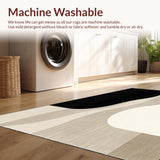 Ultra Soft Area Rug, Non Slip, Stain Resistant, Washable Area Rugs for Living Room, Bedroom, Elegant Deck Abstract Black & Beige(Black)