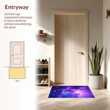 Ultra Soft Area Rug, Non Slip, Stain Resistant, Washable Area Rugs for Living Room, Bedroom, Radiant Galactic Dreamscape Pattern(Purple)