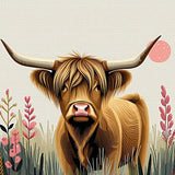 Ultra Soft Area Rug, Non Slip, Stain Resistant, Washable Area Rugs for Living Room, Bedroom, Cozy Highland Cow Graphic Motif(Brown)