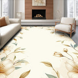 Ultra Soft Area Rug, Non Slip, Stain Resistant, Washable Area Rugs for Living Room, Bedroom, Floral Harmony Area Neutral Botanical Gentle Hues(Beige)